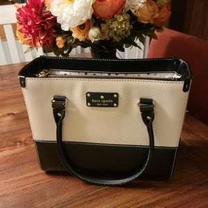 kate spade box style cream and black tote